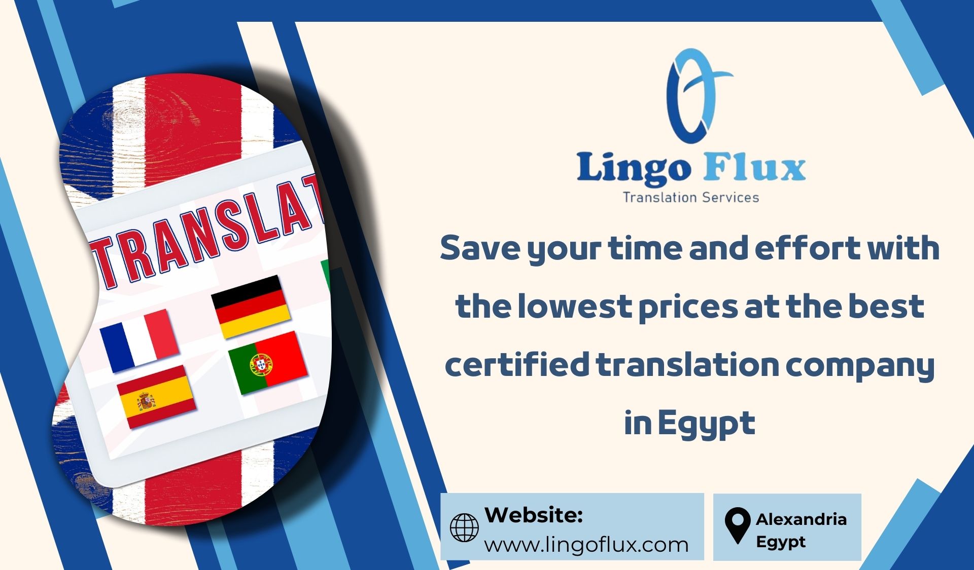 Save your time and effort with the lowest prices at the best certified translation company in Egypt.